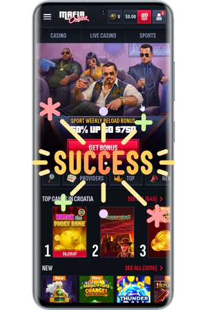 Successful registration confirmation screen with account activated and bonus credited
